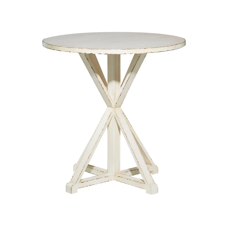 31" White Wood Farmhouse Accent Table