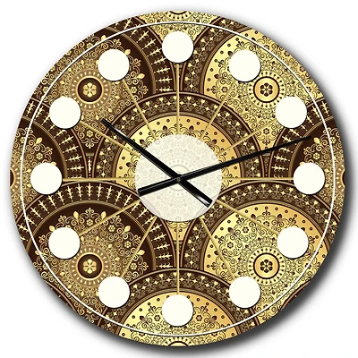 Designart 'Golden Circular Pattern I Mid-Century Modern Wall Clock