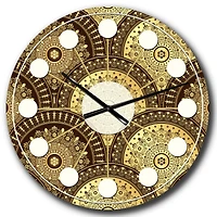 Designart 'Golden Circular Pattern I Mid-Century Modern Wall Clock