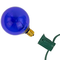 10-Count Blue G50 Globe Christmas Patio Lights- 9ft  Green Wire