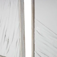 28" x 20" White Distressed Wood Abstract Wavy Wall Decor, Set of 2