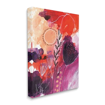 Stupell Industries Whimsical Florals Blooming Orange Pink Purple Canvas Wall Art
