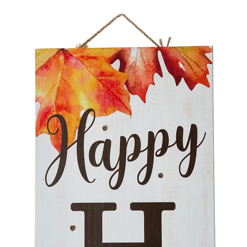 Glitzhome® 42" Fall Lighted Maple Leaves Wooden Porch Sign