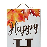 Glitzhome® 42" Fall Lighted Maple Leaves Wooden Porch Sign