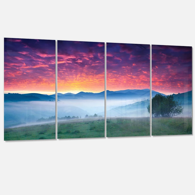 Designart - Blood Red Sky and Green Grass