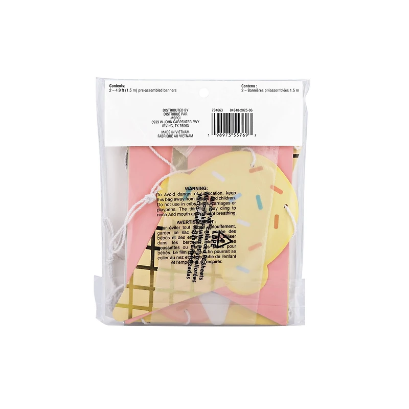 5ft. Ice Cream Happy Birthday Banner Set by Celebrate It™