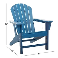 Blue Polyethylene Traditional Outdoor Adirondack Chair, 38" x 31" x 32"