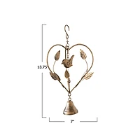 Hello Honey® 13.75" Gold Hanging Metal Heart Shaped Décor with Bird