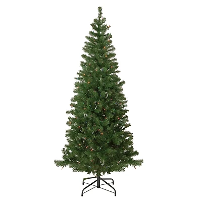 6ft. Pre-Lit Wilson Pine Slim Artificial Christmas Tree, Multicolor Lights