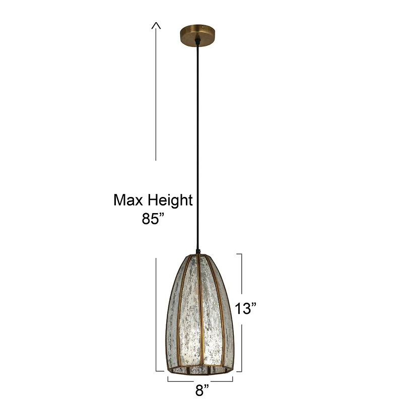 Hello Honey® Antiqued Mirrored Mercury Glass Pendant with Gold Framework Design