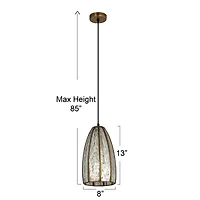 Hello Honey® Antiqued Mirrored Mercury Glass Pendant with Gold Framework Design