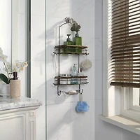 SunnyPoint Brown Modern Shower Caddy with 4 Hooks