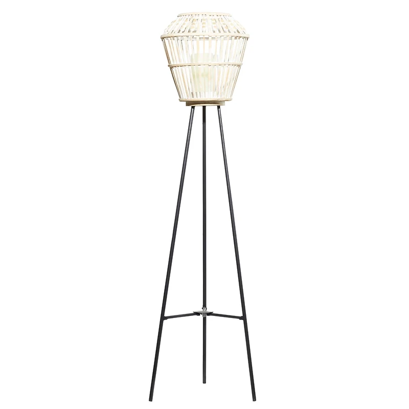White Metal Natural Lantern, 55" x 13" x 13"