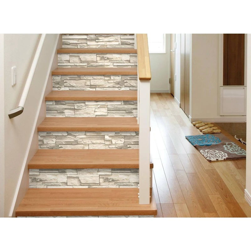 RoomMates Natural Stacked Stone Peel & Stick Wallpaper