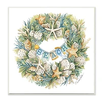 Stupell Industries Beach Seashell Wreath Wooden Wall Plaque