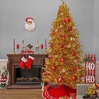 10ft. Pre-Lit True Gold Metallic Artificial Christmas Tree, White LED Lights
