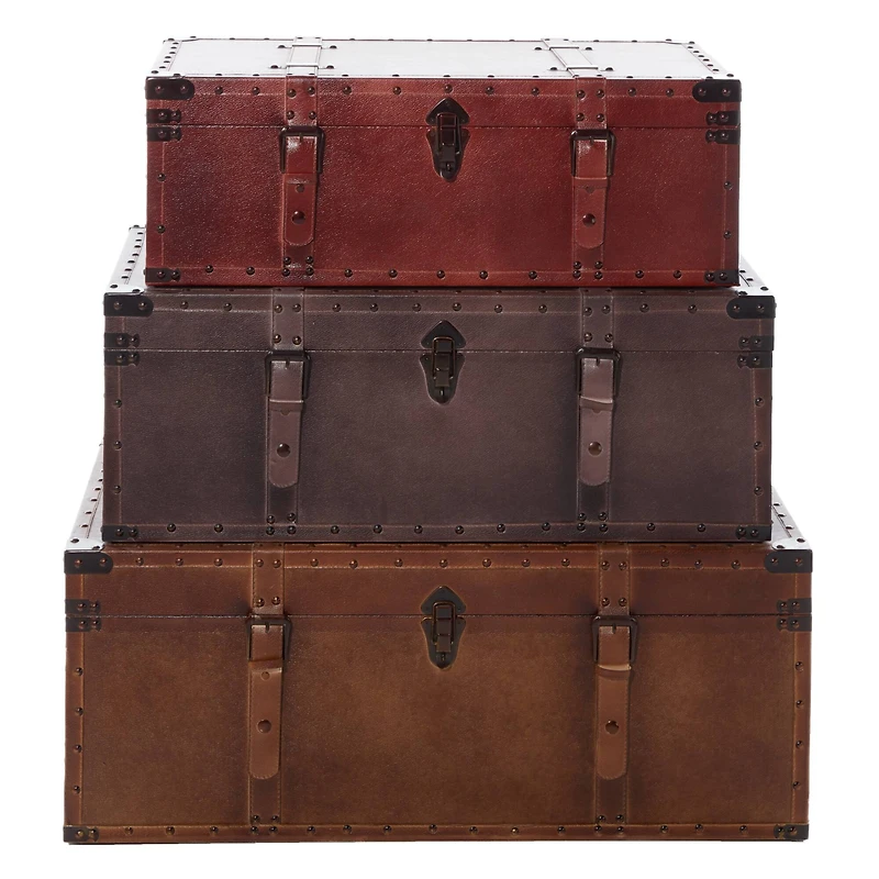 Set of 3" Brown Wood Rustic Trunk, 32", 29", 26"