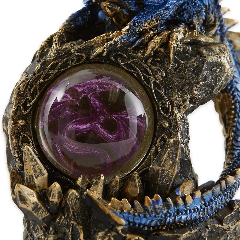 Blue Dragon on Rocks Statue 6" x 5.5" x 8.25