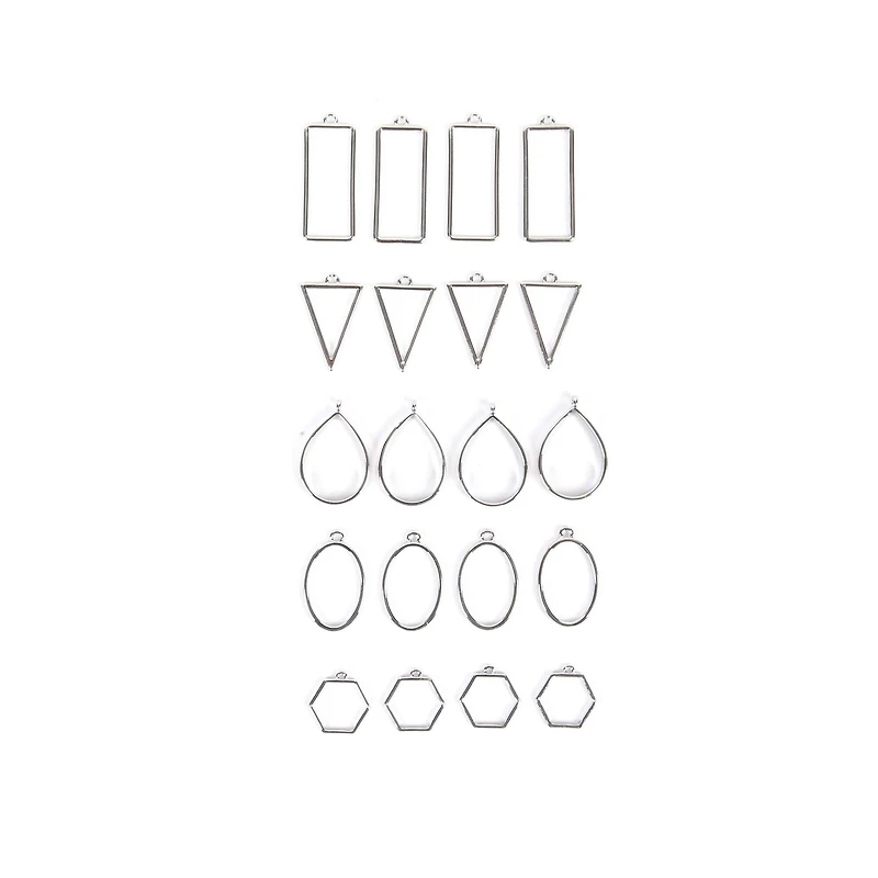 Blue Moon Studio™ UV Resin Craft Silver Simple Shapes Fillable Metal Charm Set
