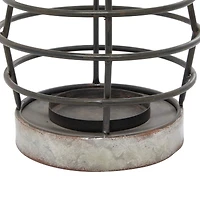 Silver Iron Farmhouse Candle Holder Lantern, 14" x 8" x 8"