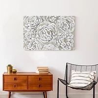 Cream & Gray Floral Canvas Wall Art