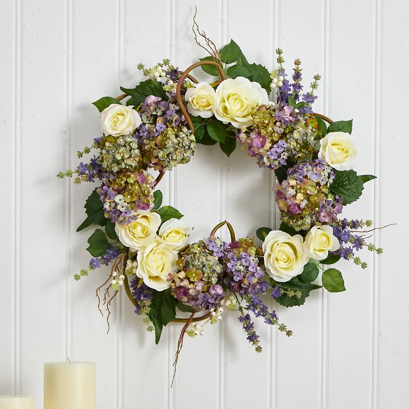 24'' Hydrangea & Rose Wreath