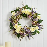 24'' Hydrangea & Rose Wreath