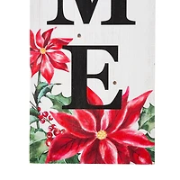 Glitzhome® 42" Lighted Wooden Poinsettia WELCOME Porch Sign