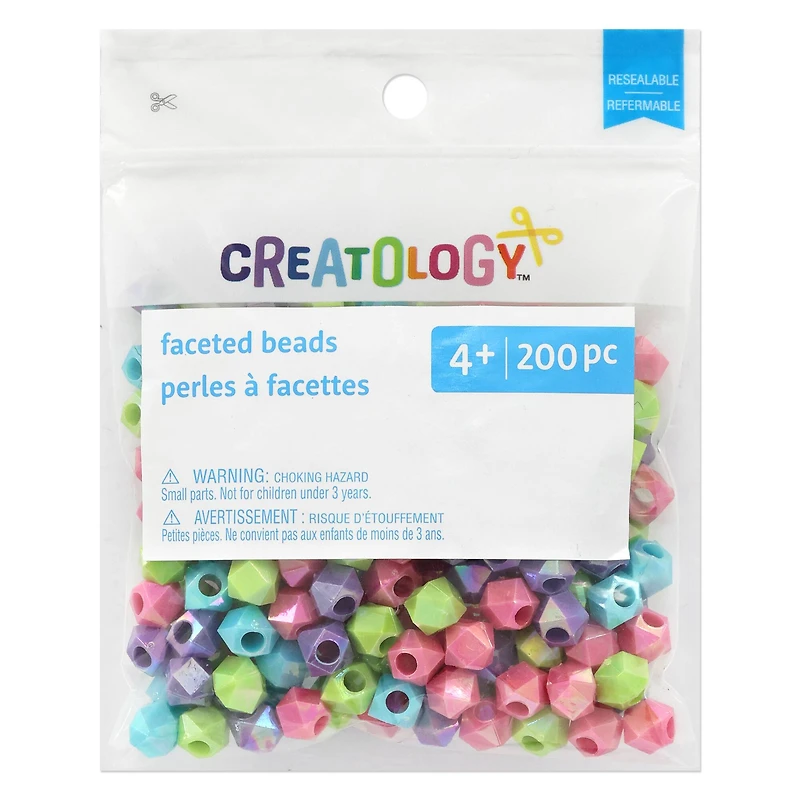 12 Packs: 200 ct. (2,400 total) 8mm Pastel Mix Faceted Beads by Creatology™