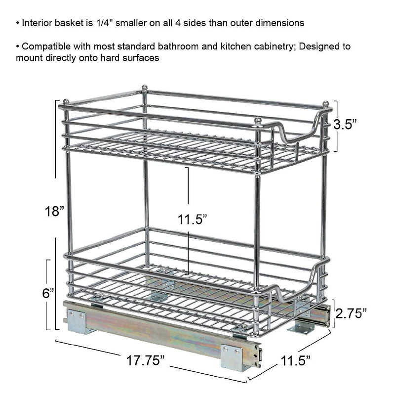 Household Essentials Glidez Chrome 2-Tier Cabinet Organizer