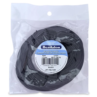 Beadalon® 1.7mm Black Rubber Tubing, 25m