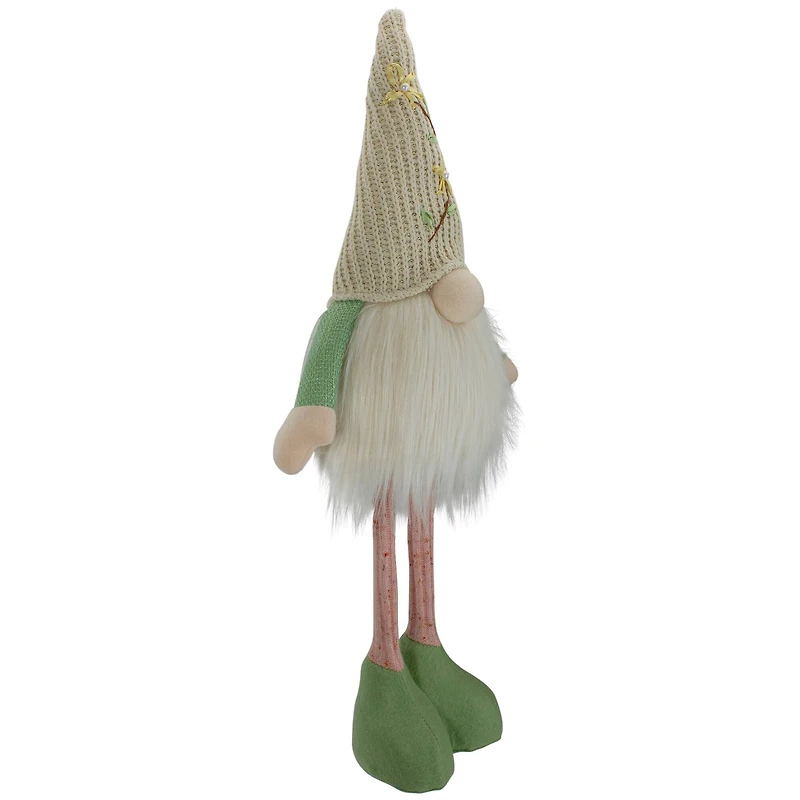 22" Lighted Green & Cream Standing Gnome with Knitted Hat Figure