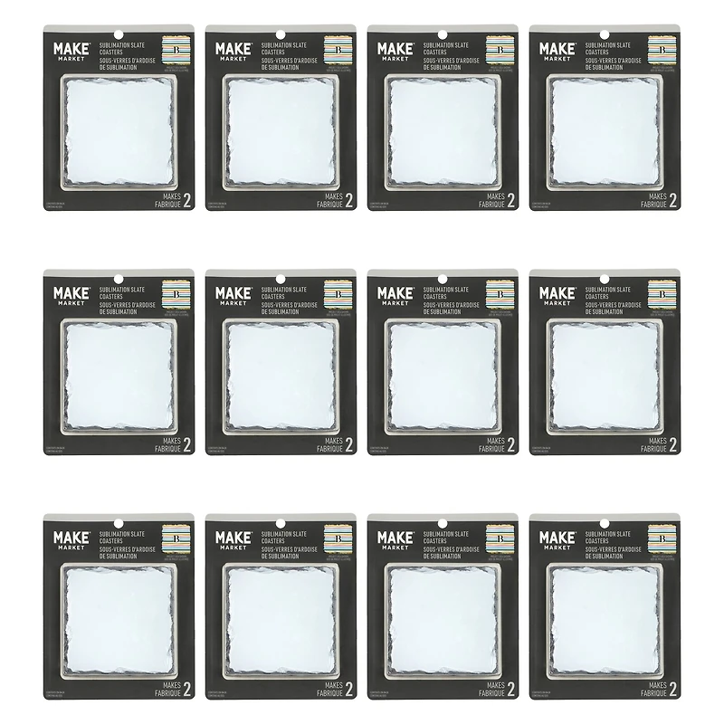 12 Packs: 2 ct. (24 total) Square Slate Sublimation Coasters by Make Market®