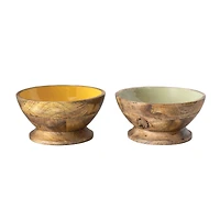 Hello Honey® Enameled Mango Wood Footed Bowl Set