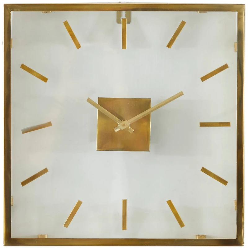 16" Gold Stainless Steel Wall Clock with Clear Face