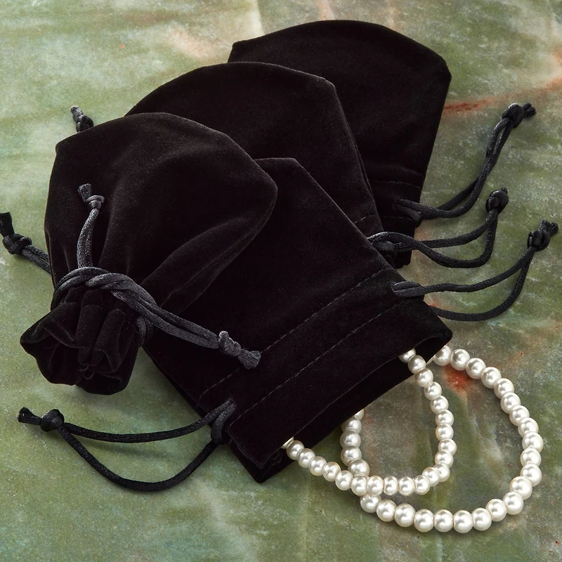 4" Black Velvet Jewelry Bag by Bead Landing™, 8ct.