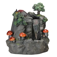 24.5" Solar LED Lighted Mushrooms by Waterfall Outdoor Patio Garden Water Fountain