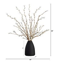 2ft. Pussy Willow Arrangement in Modern Metal Black Vase