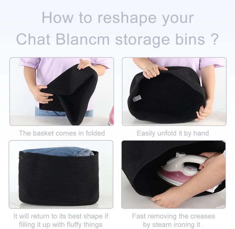 NEX™ Black Cotton Rope Storage Baskets, 3ct.