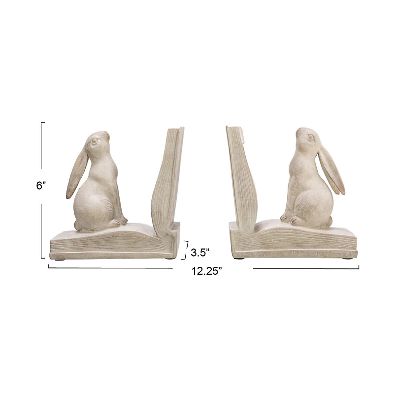 Hello Honey® 6" White Finish Bunny Rabbit Bookends Set