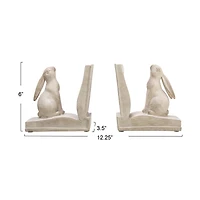 Hello Honey® 6" White Finish Bunny Rabbit Bookends Set
