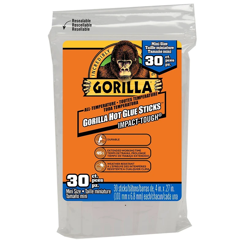 Gorilla® Mini Size Hot Glue Sticks