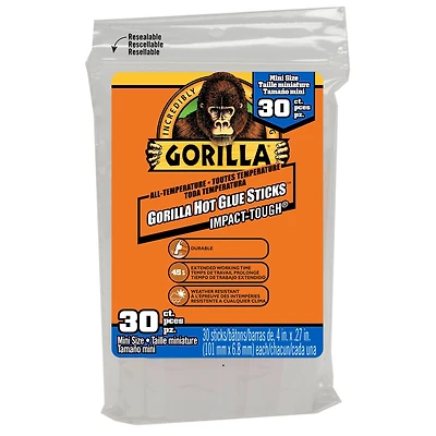 Gorilla® Mini Size Hot Glue Sticks