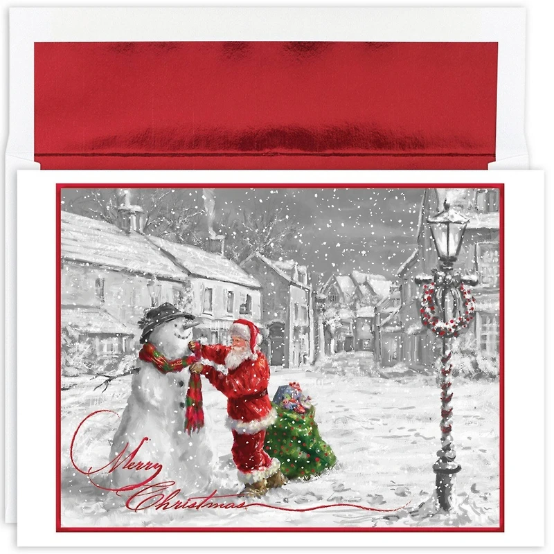JAM Paper Santa & Snowman Christmas Cards Set, 18ct.