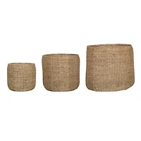Hello Honey® Round Beige Natural Seagrass Baskets, 3ct.