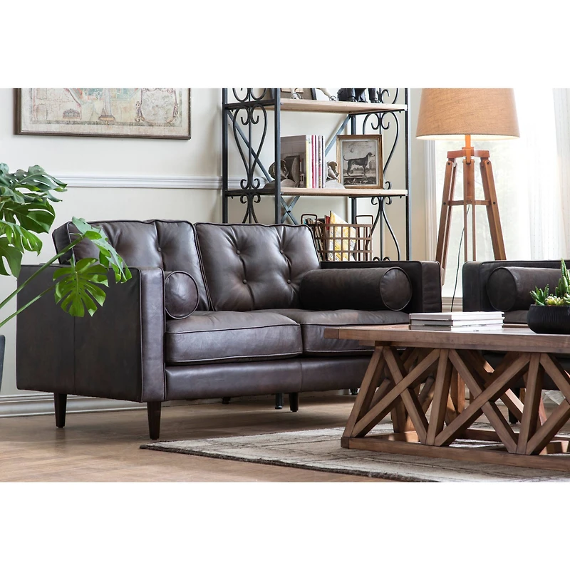 Hello Honey® 5ft. Mid-Century Modern Wood Floor Lamp with Burlap Drum Shade