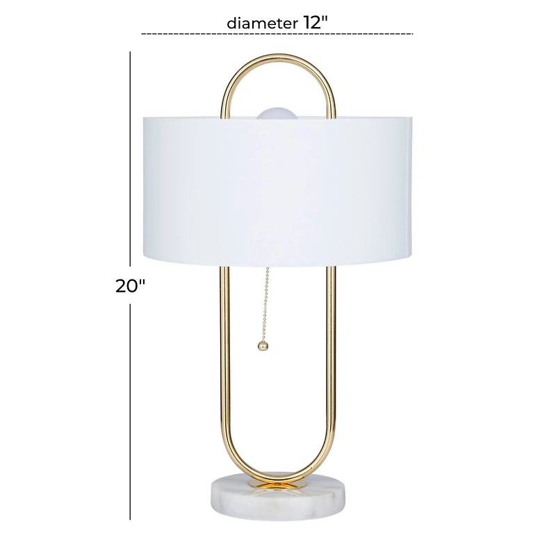 CosmoLiving by Cosmopolitan White Marble Modern Accent Lamp, 20" x 12" x 12"