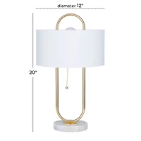 CosmoLiving by Cosmopolitan White Marble Modern Accent Lamp, 20" x 12" x 12"