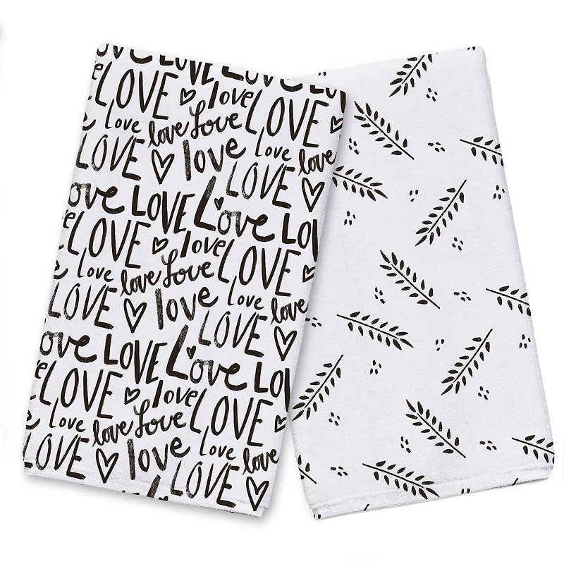 Love Typography 16" x 25" Tea Towel - Set of 2