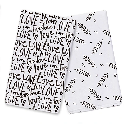 Love Typography 16" x 25" Tea Towel - Set of 2